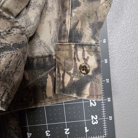 Mossy Oak Camo Safari Shirt XL Work Outdoors Realtree Hunting Grunge Y2K Twill - Picture 4 of 12